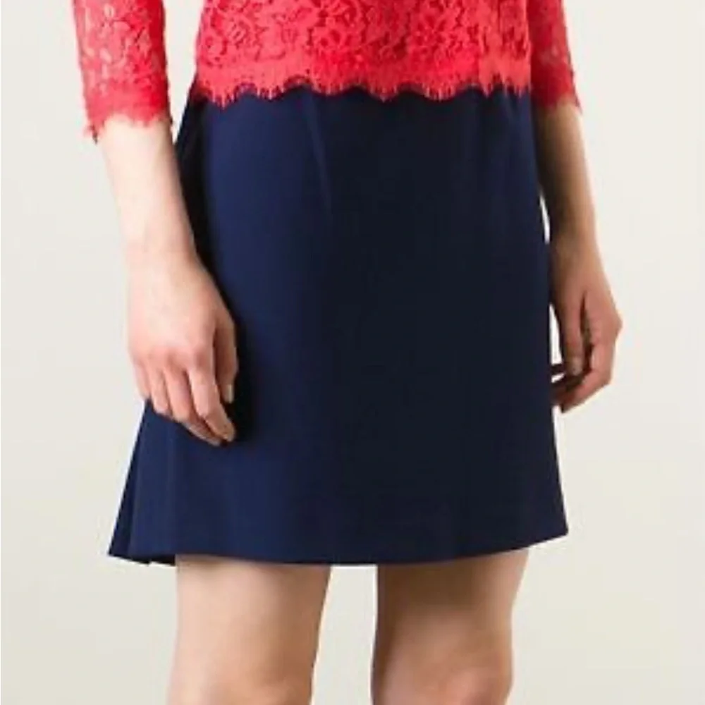 Diane Von‎ Furstenberg Eliza Pleated Skirt in Navy Blue Size 0